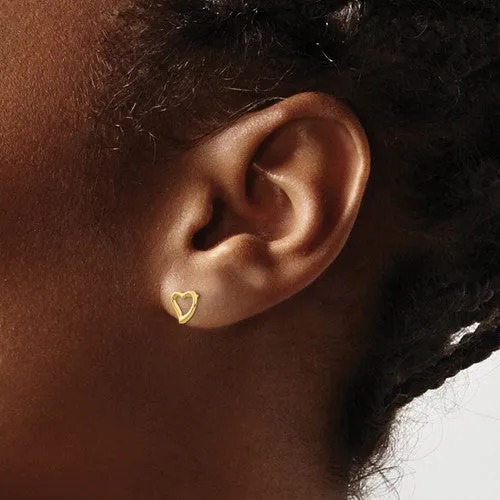 14k Gold Open Heart Post Earrings