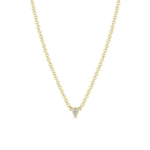 14k Pear Diamond Small Rolo Chain Necklace