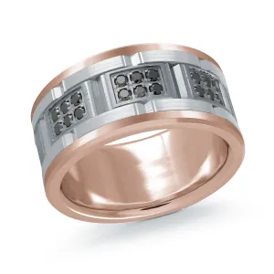 14K Rose Gold with 14K White Gold and Carbon Fiber Ring from the Tantalum Collection by Malo - MRDTN-057-11PWBD