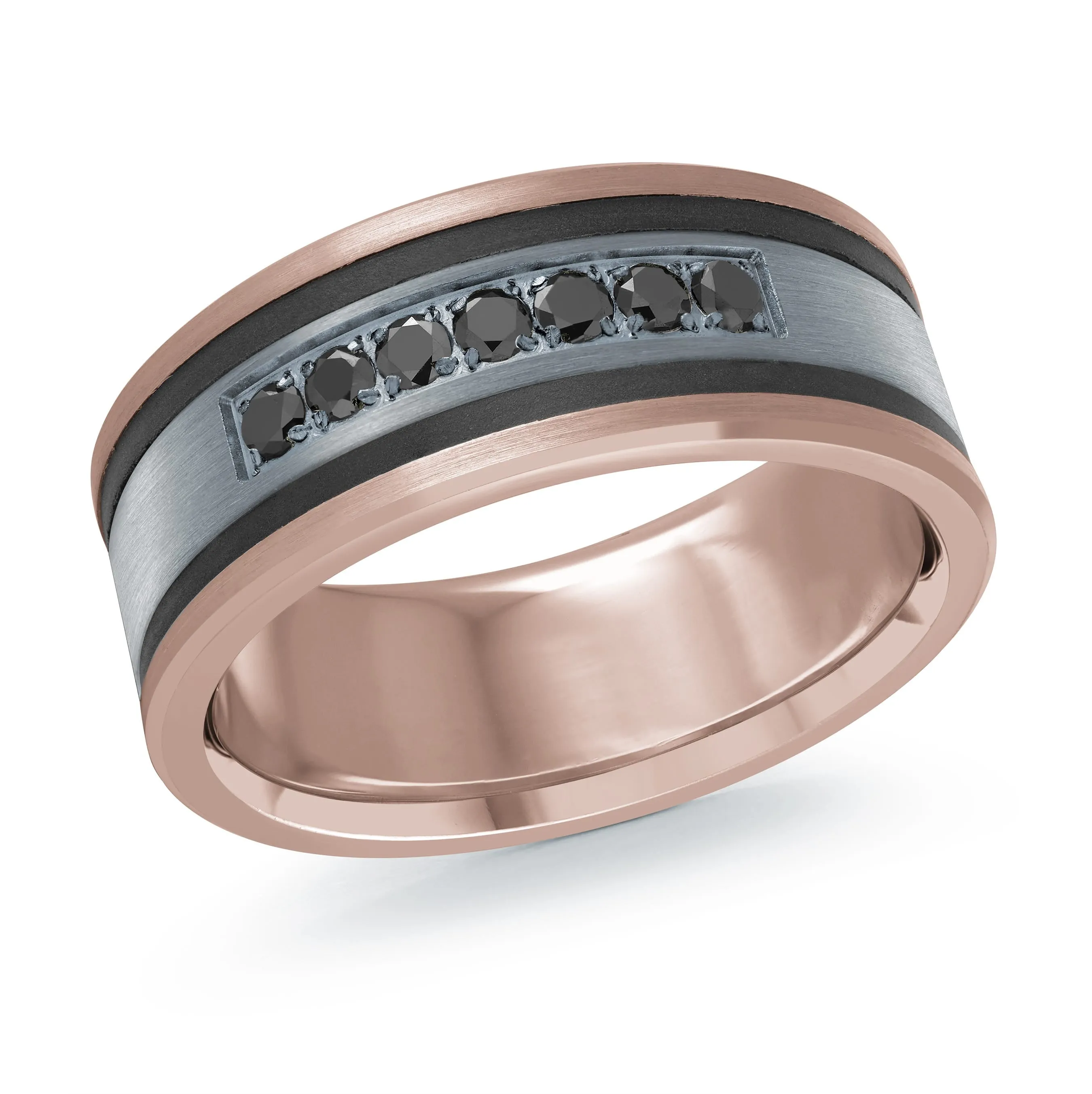 14K Rose Gold with Carbon Fiber Ring from the Tantalum Collection by Malo - MRDTN-040-9PBD