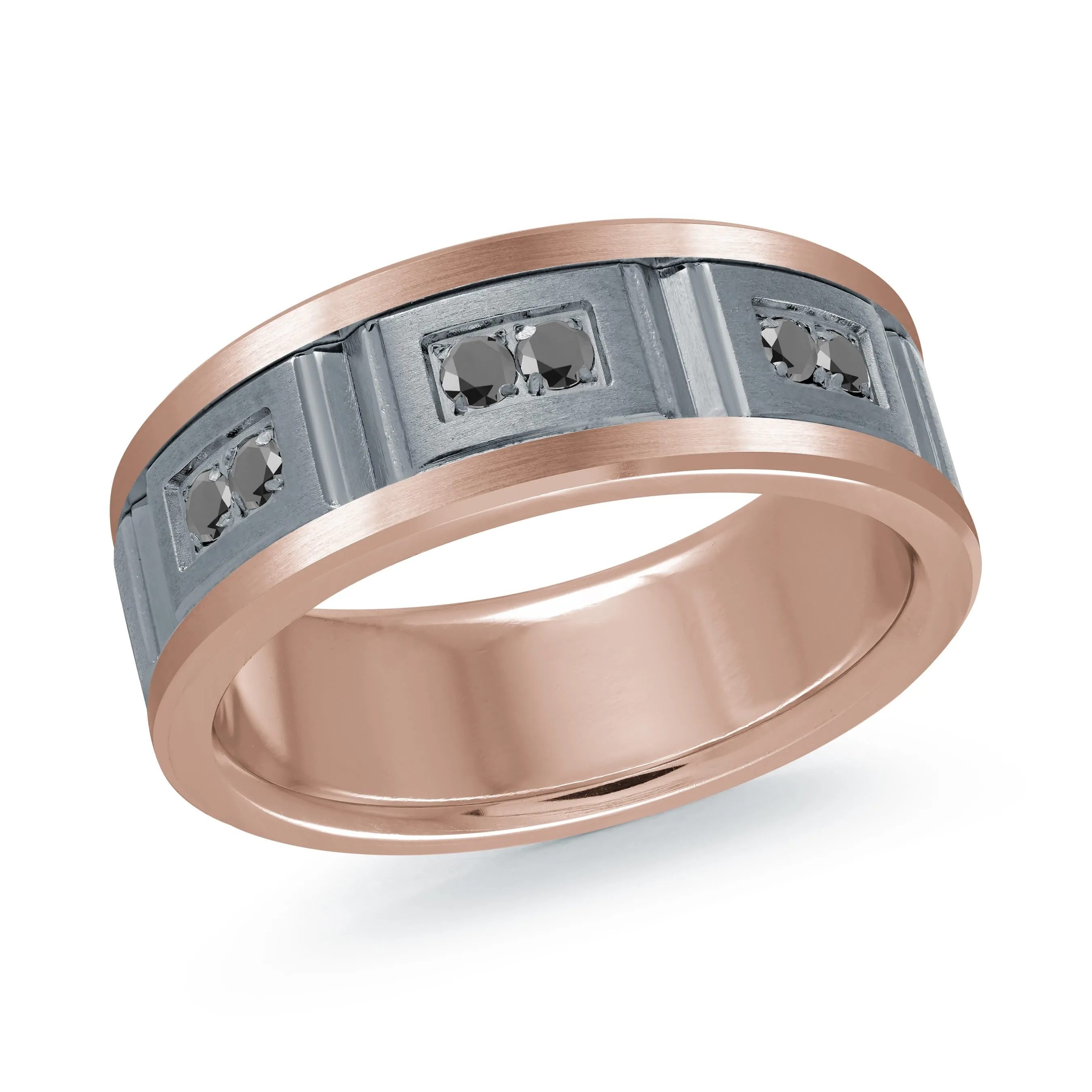 14K Rose Gold with Carbon Fiber Ring from the Tantalum Collection by Malo - MRDTN-046-8PBD