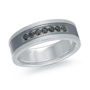 14K White Gold with Carbon Fiber Ring from the Tantalum Collection by Malo - MRDTN-044-7WBD