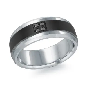 14K White Gold with Carbon Fiber Ring from the Titanium Collection by Malo - MRDTI-011-8WBD