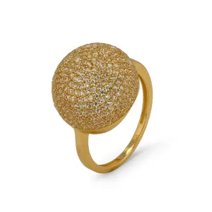 14K Yellow gold dome full zirconium ring-227423