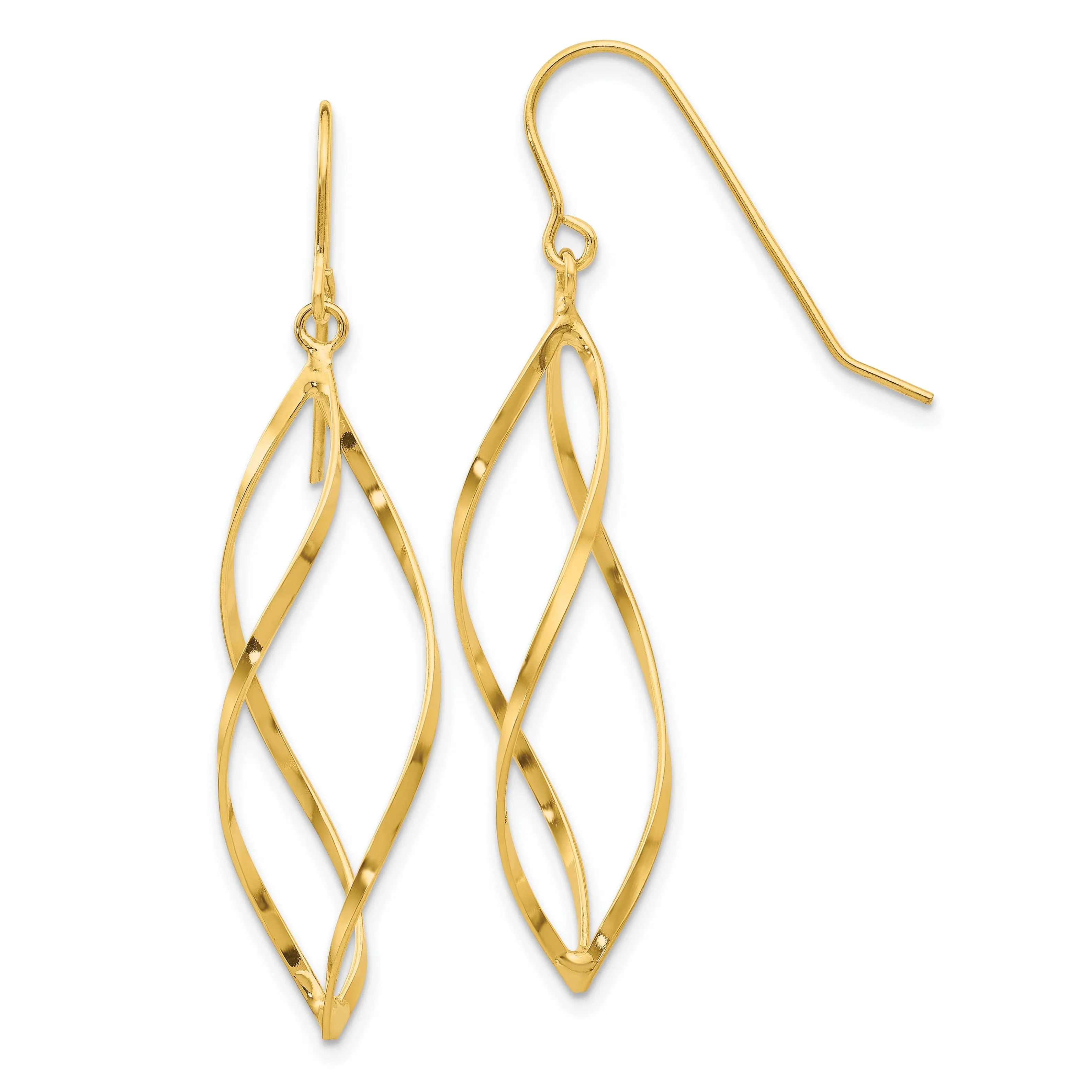 14k Yellow Gold Polished Swirl Dangle Earrings