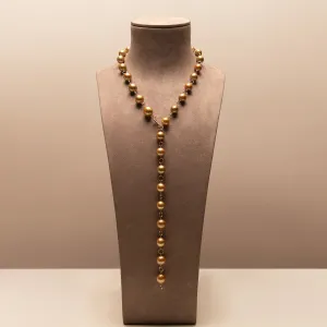 14KT Yellow Gold Link Gold Pearl Baroque Lariat Necklace