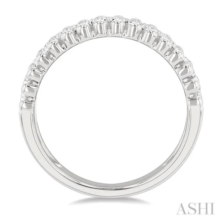 1/5 ctw Ball Bead Border Round Cut Diamond Fashion Band in 14K White Gold