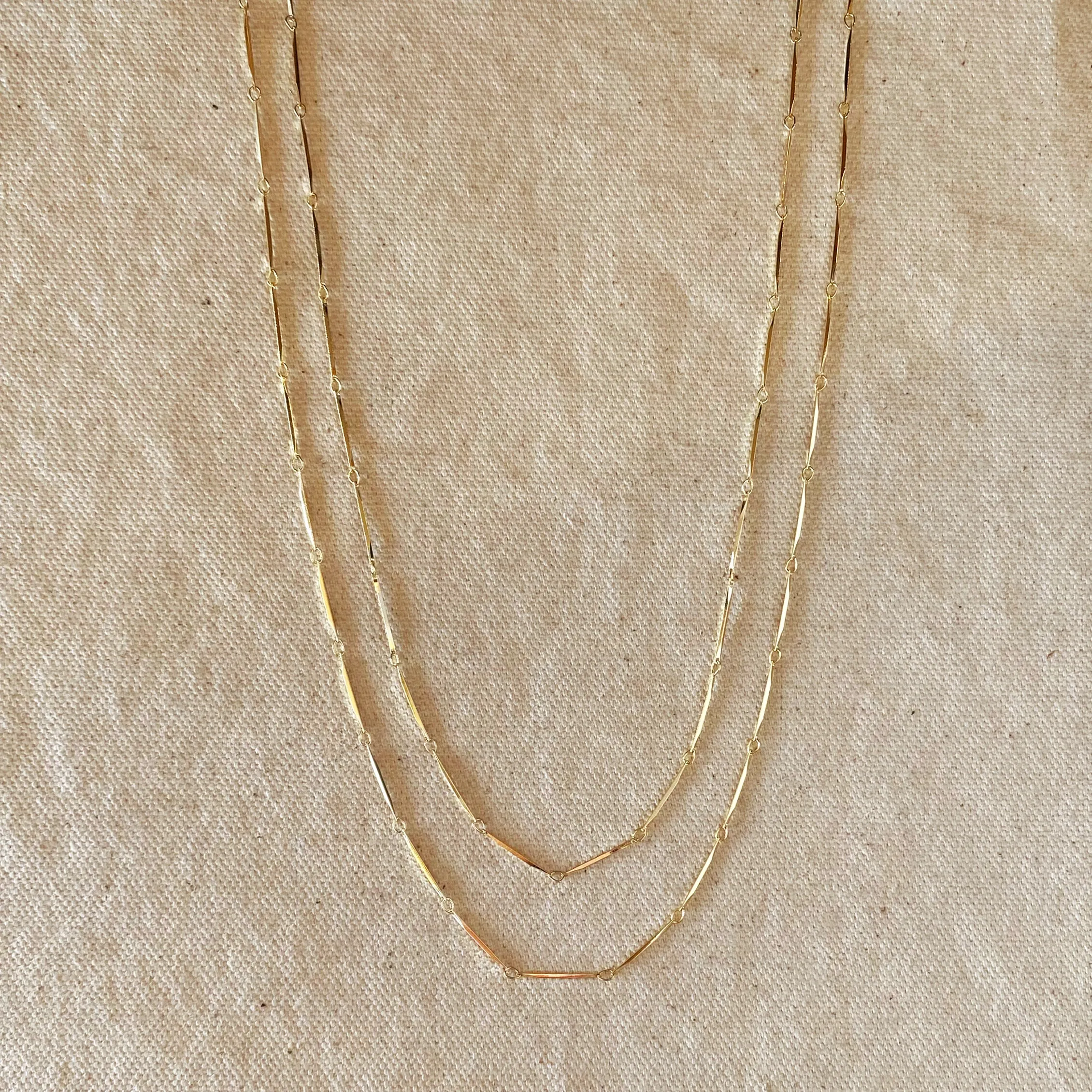 18k Gold Filled 1mm Diamond Cut Straw Chain