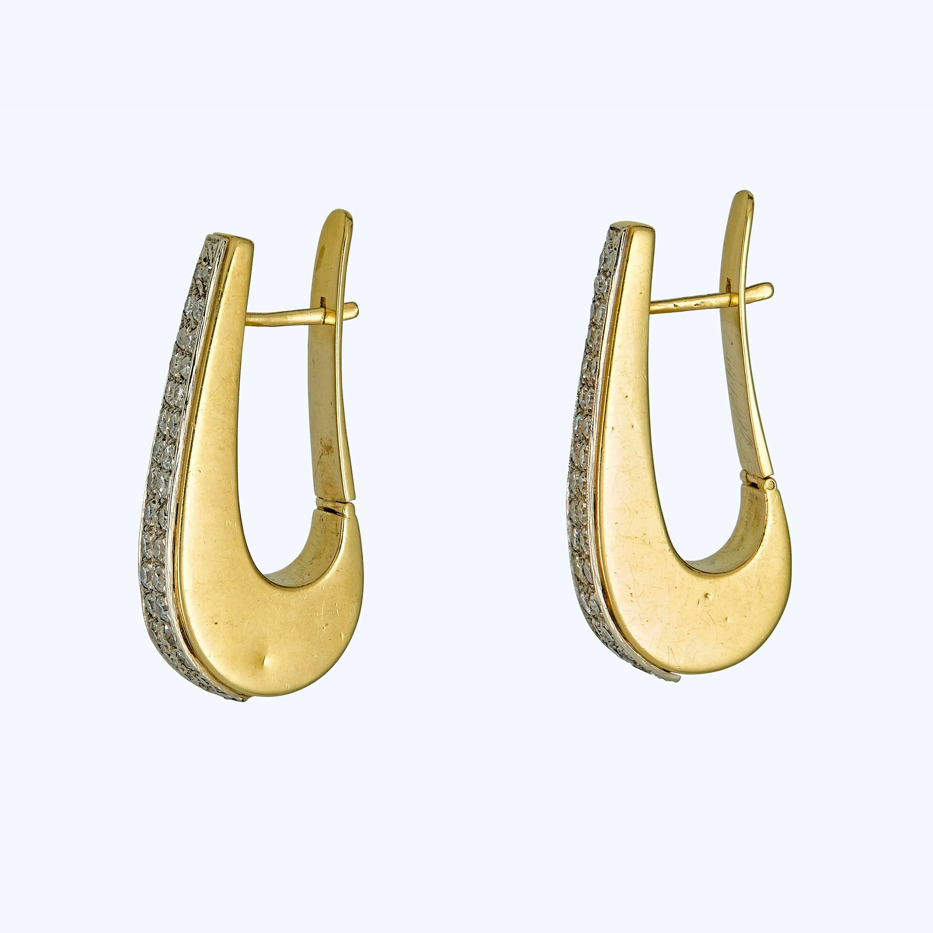 18K Tiffany & Co Vintage Hoop Gold & Diamond Earrings