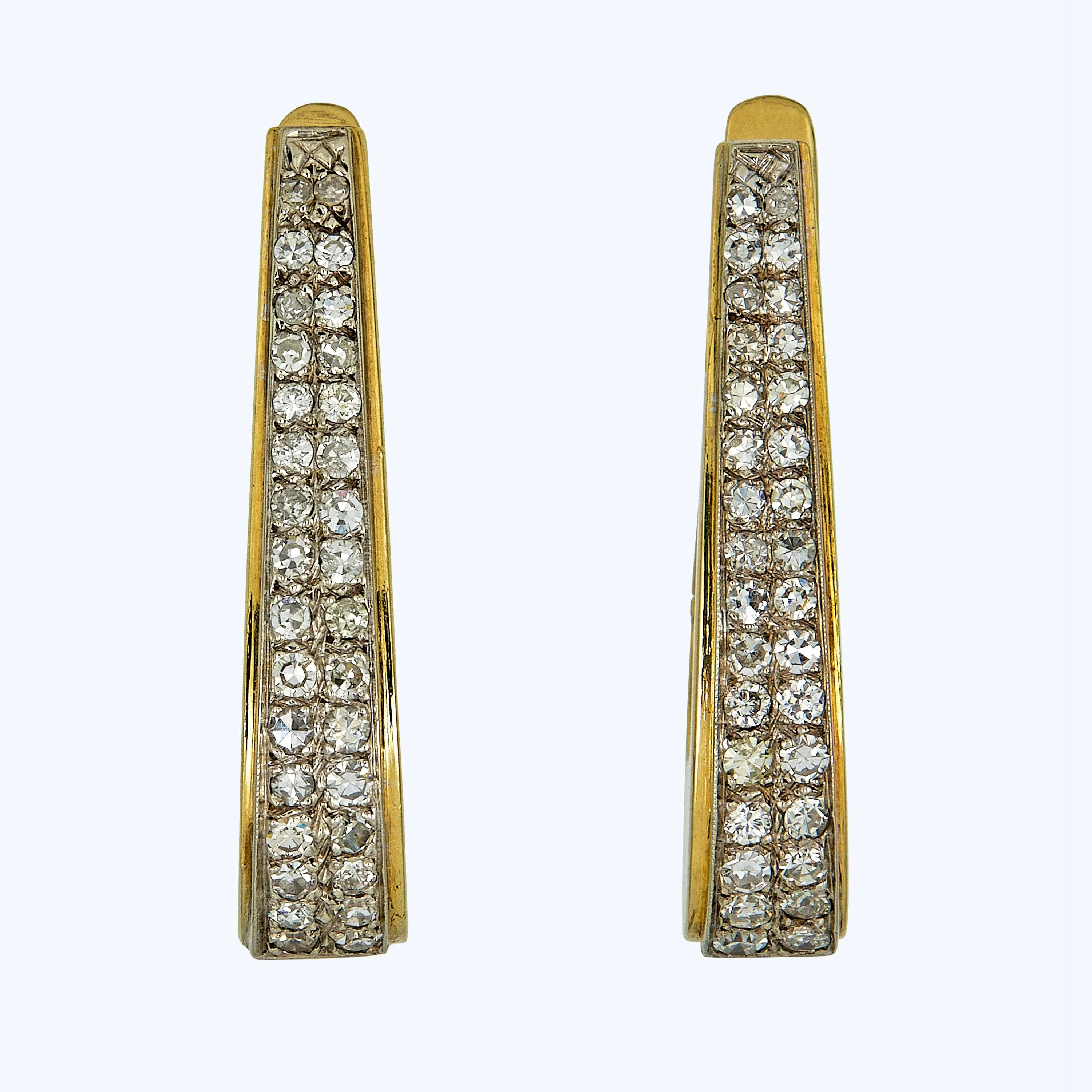 18K Tiffany & Co Vintage Hoop Gold & Diamond Earrings