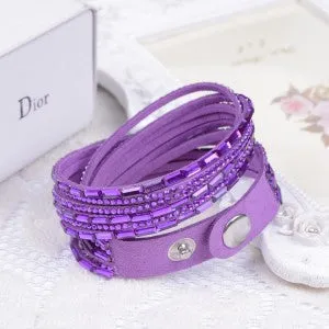 2016New Selling Fashion 12 Layer Leather Bracelet multicolor Charm Bracelets Bangles For Women Buttons Adjust Size Free Shipping