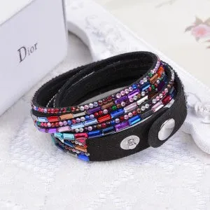 2016New Selling Fashion 12 Layer Leather Bracelet multicolor Charm Bracelets Bangles For Women Buttons Adjust Size Free Shipping