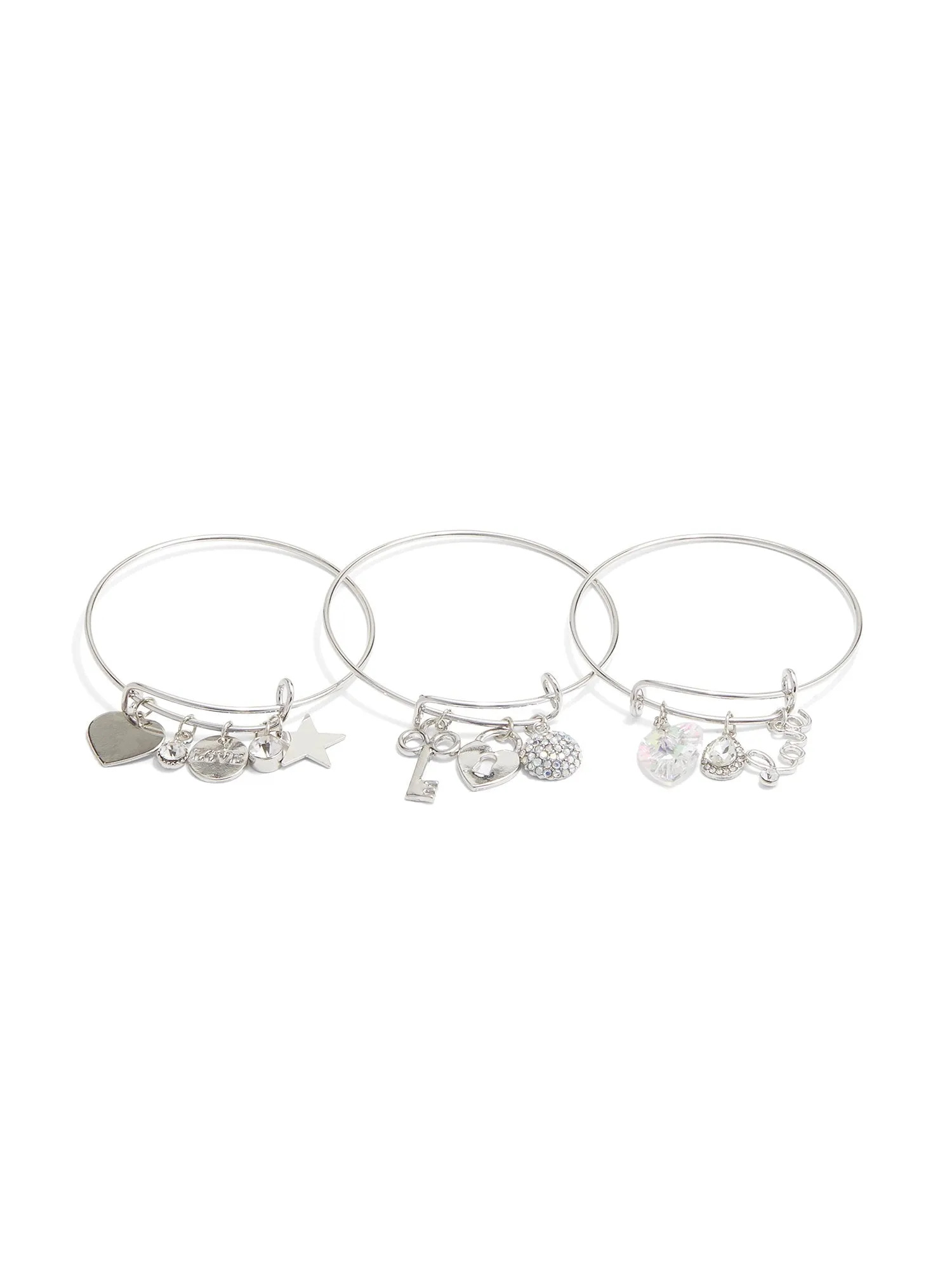 3-Piece Love Charm Bangles Set