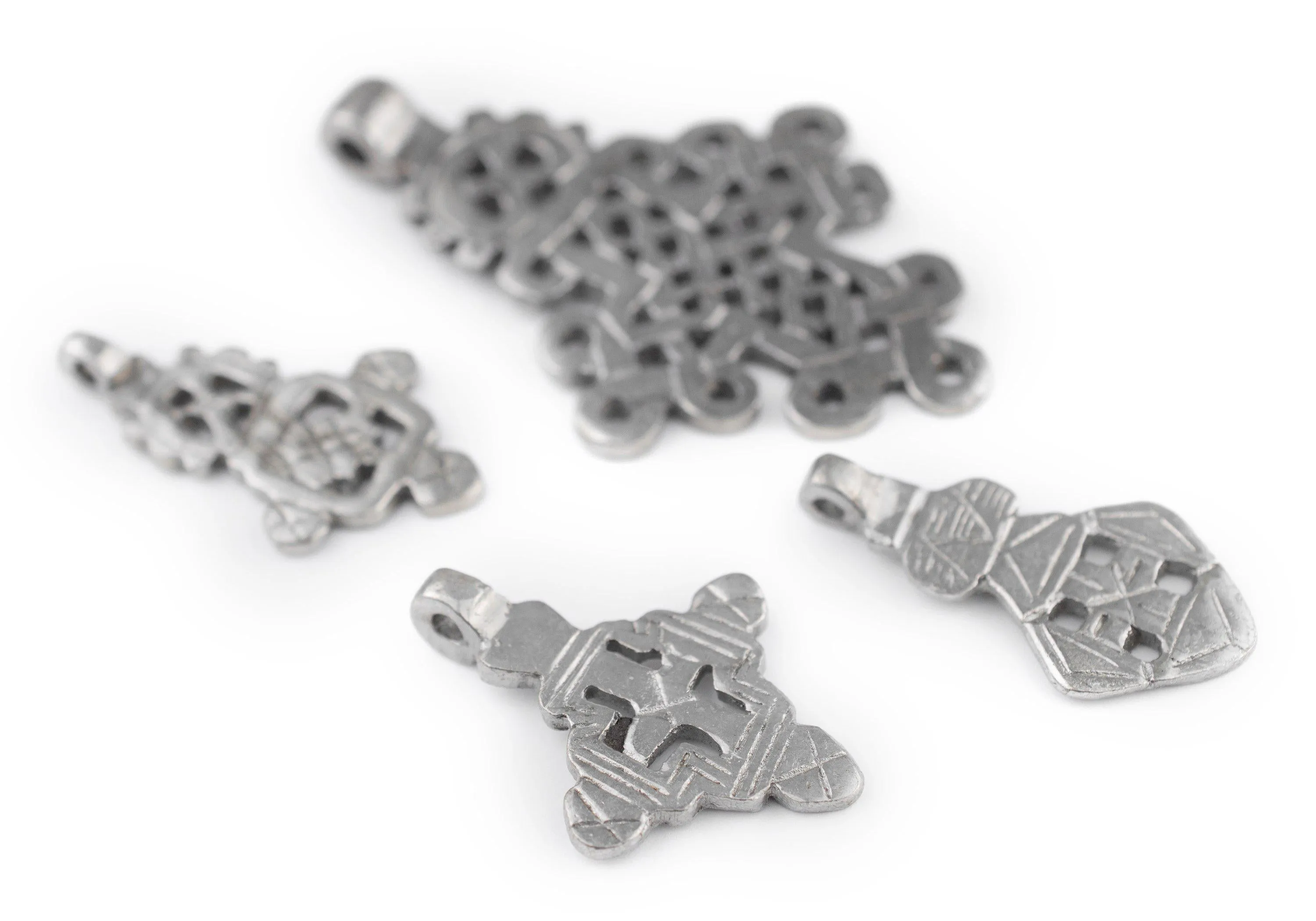 4 Pack: Ethiopian Silver Coptic Cross Pendants