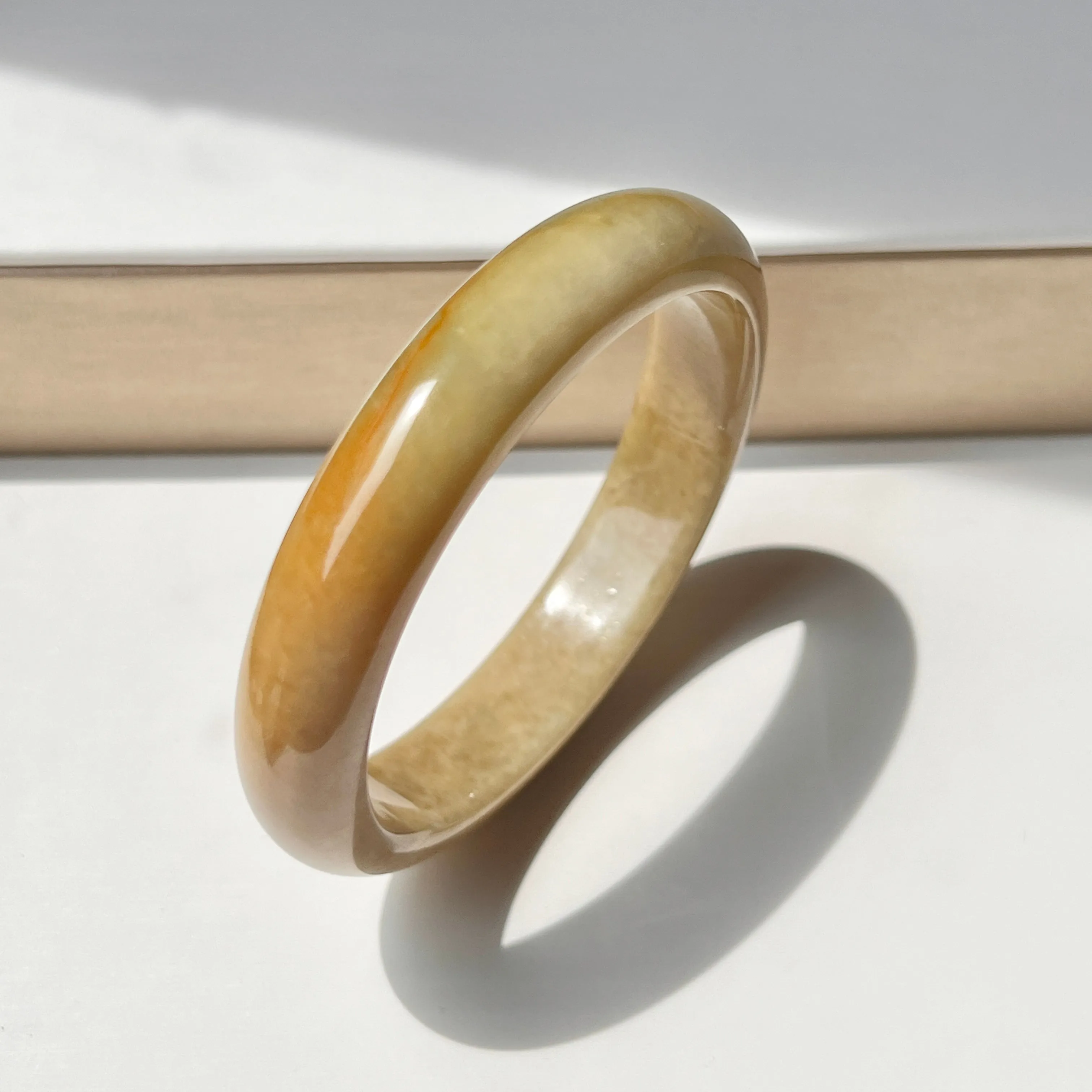 54.3mm A-Grade Natural Russet Jadeite Modern Oval Bangle No. 152010