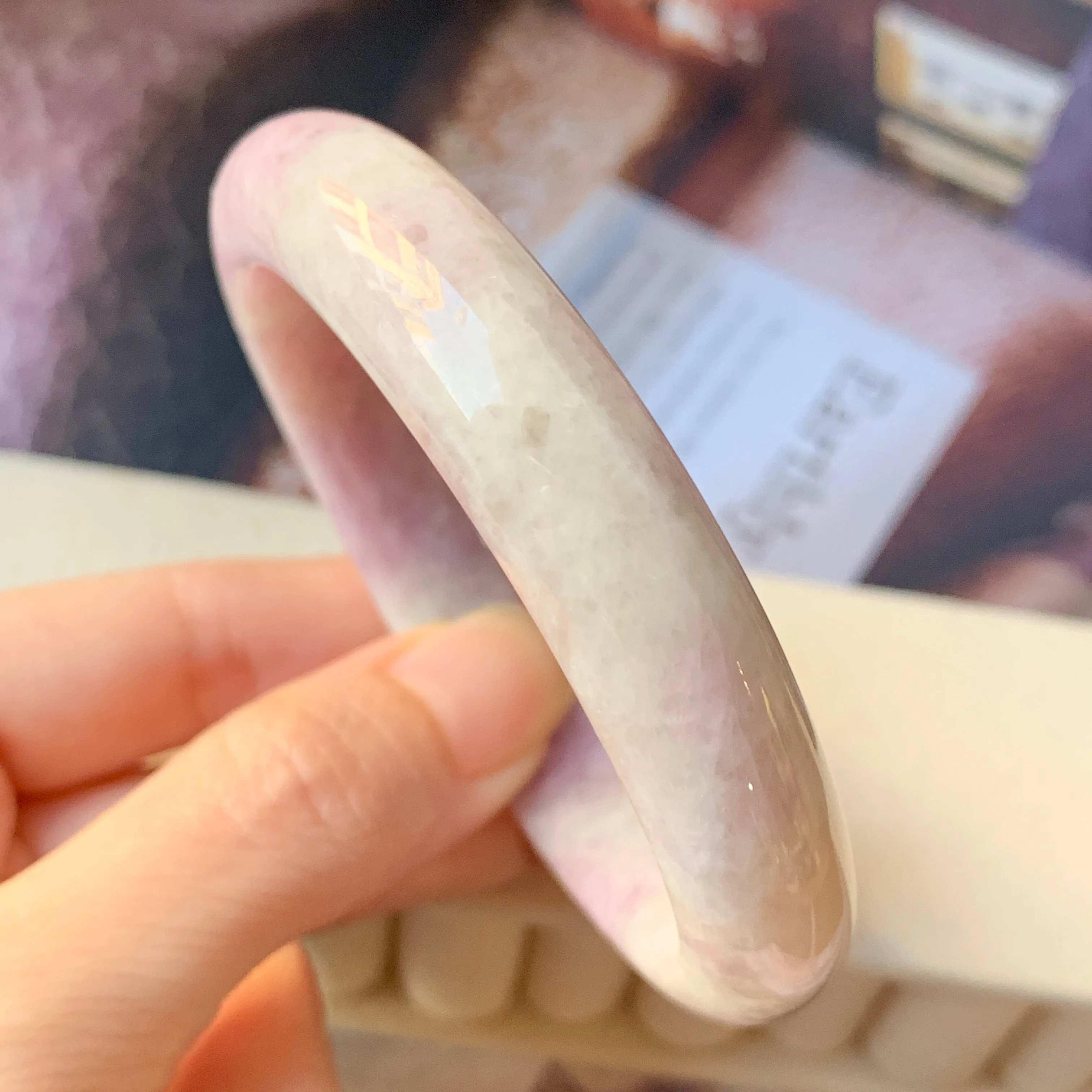 55.7mm A-Grade Natural Lavender Jadeite Modern Round Bangle No.151875