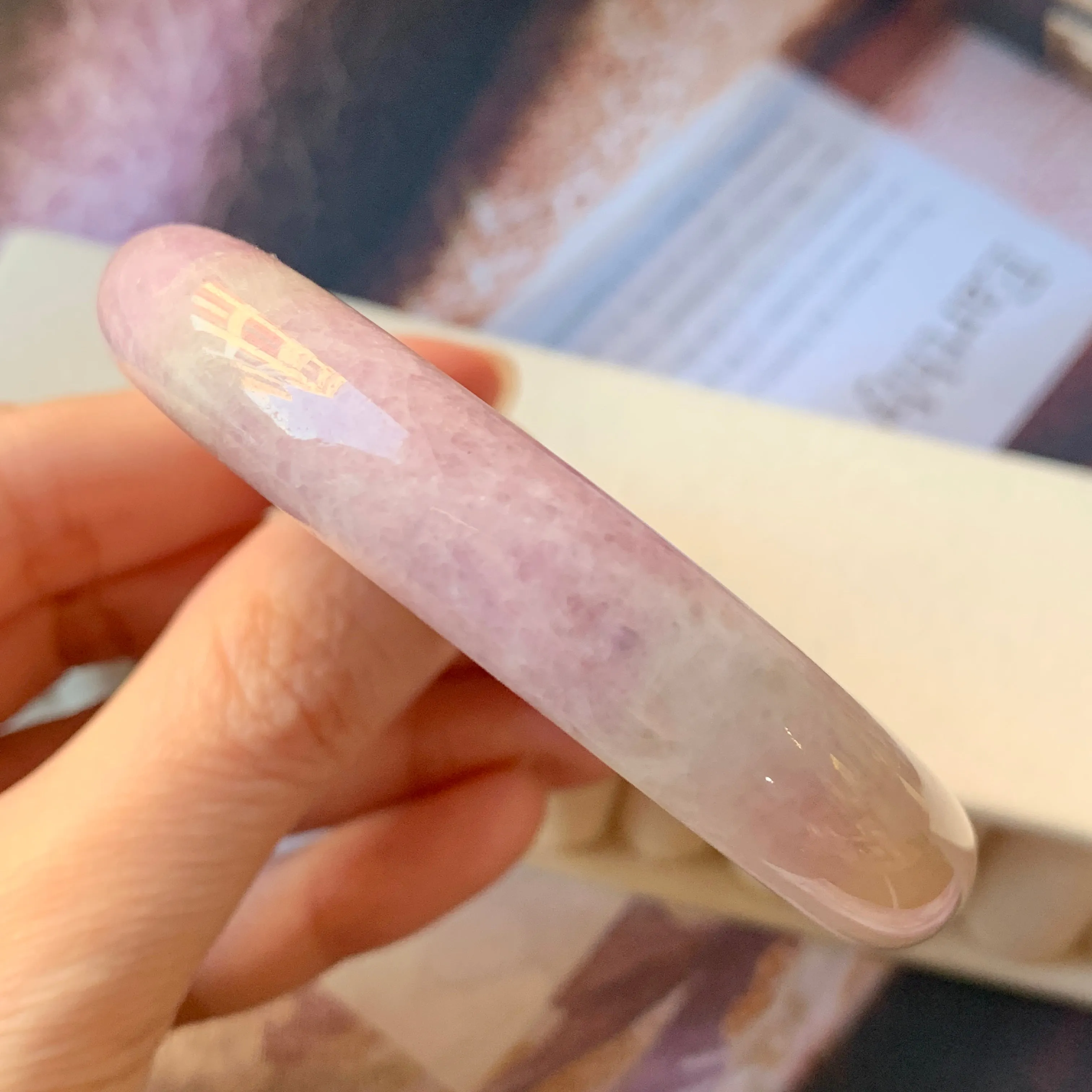 55.7mm A-Grade Natural Lavender Jadeite Modern Round Bangle No.151875