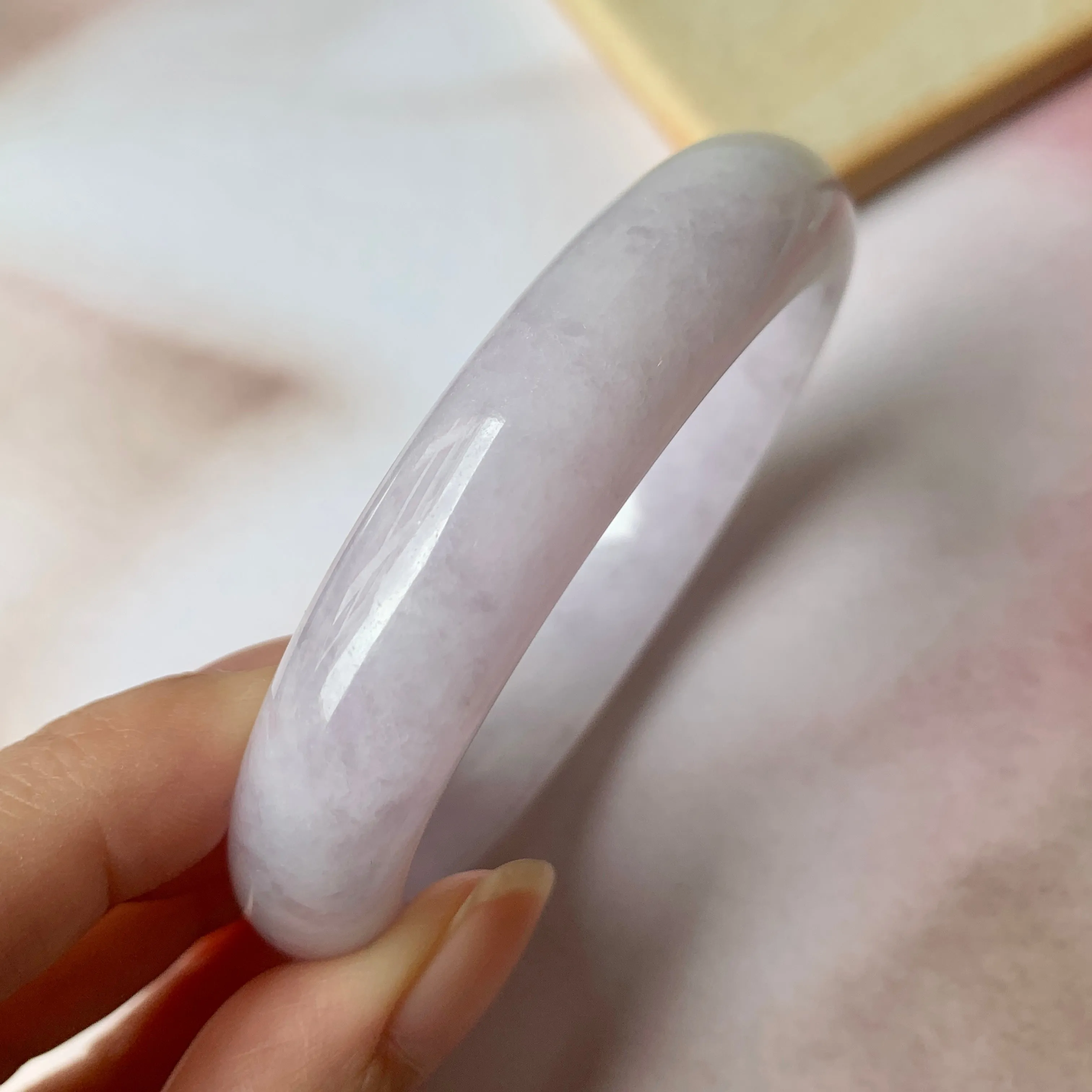 57mm A-Grade Natural Lavender Jadeite Modern Round Bangle No.151892