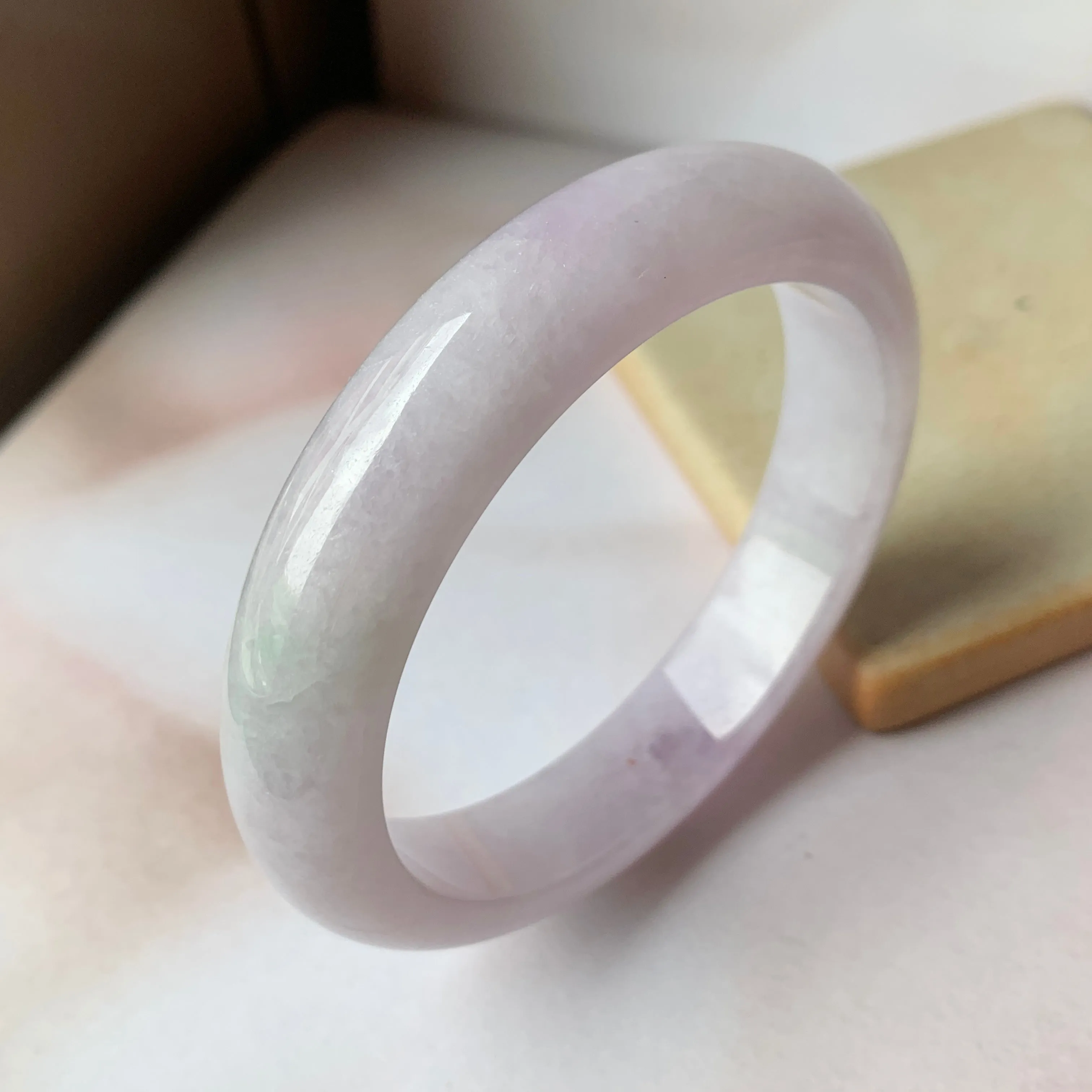 57mm A-Grade Natural Lavender Jadeite Modern Round Bangle No.151892