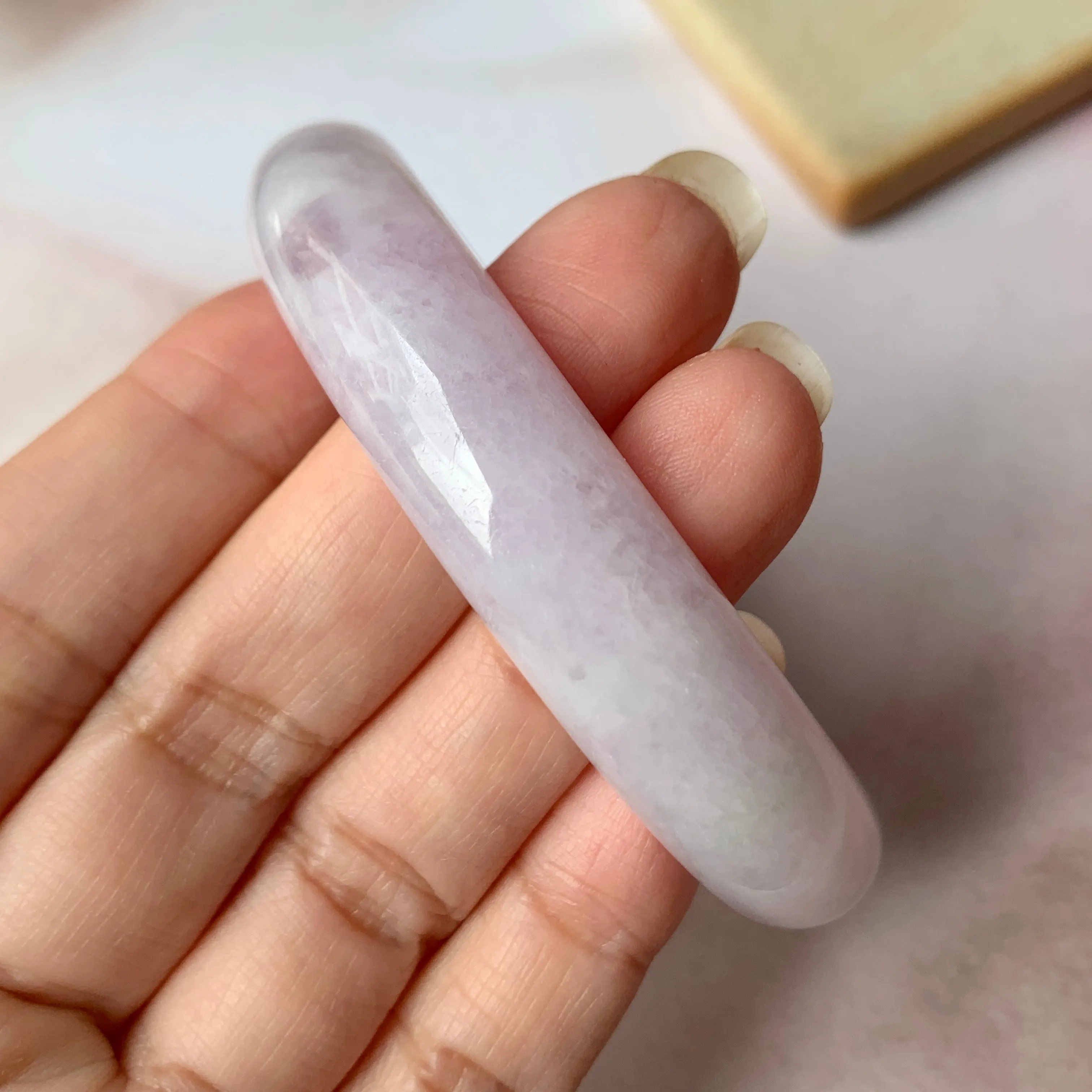 57mm A-Grade Natural Lavender Jadeite Modern Round Bangle No.151892