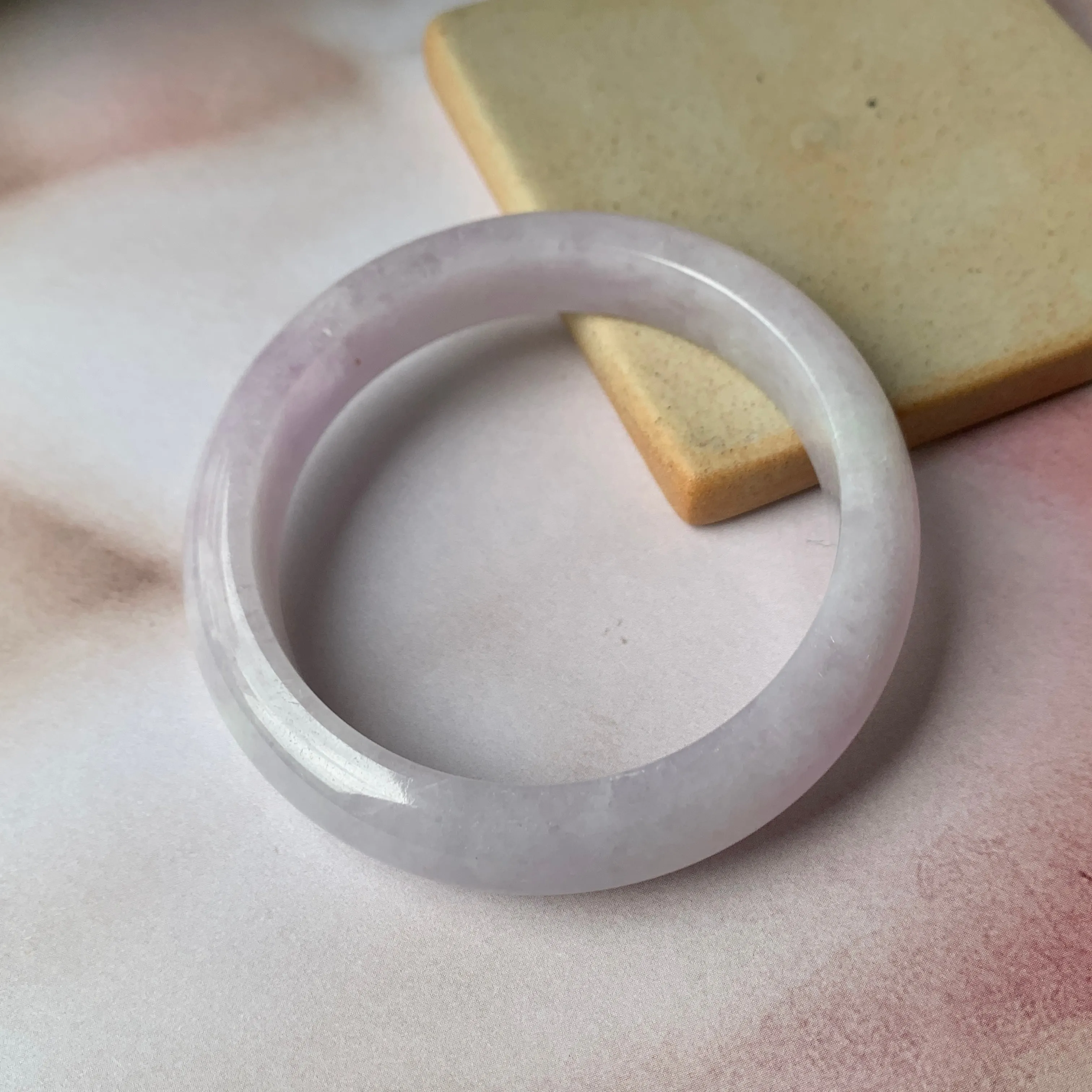 57mm A-Grade Natural Lavender Jadeite Modern Round Bangle No.151892