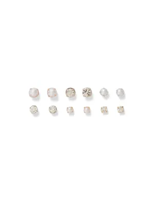 6-Piece Faux Stone & Faux Pearl Earring Set