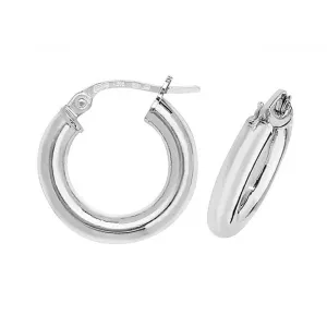 9CT White Gold 10mm Hoop Earrings ER381W