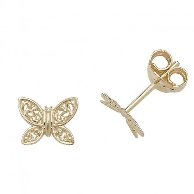 9ct  Yellow  Gold  Butterfly  Stud  Earrings  ES401