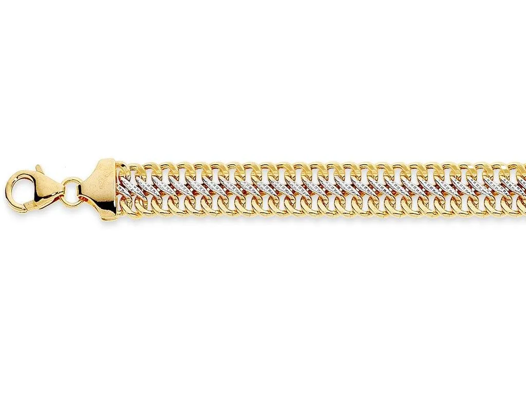 9ct Yellow Gold Silver Infused Two Tone Link Necklace 45cm