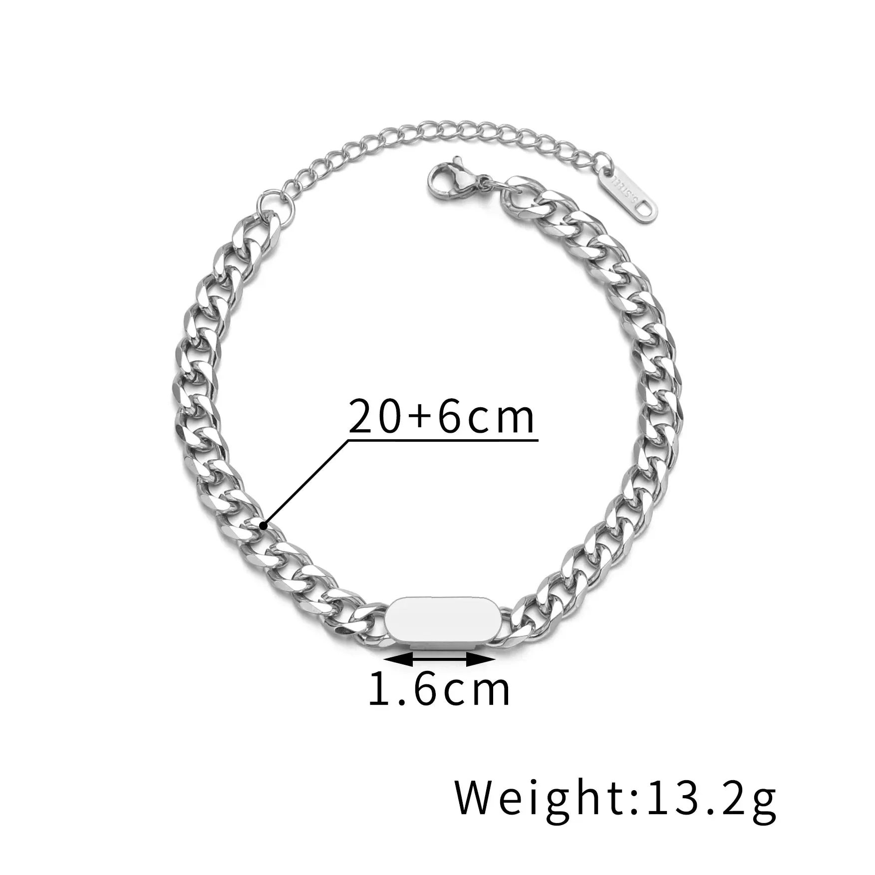 Akizoom Punk Engrave Name Custom Bracelets Gold Color Stainless Steel Thick Hand Chain Customized Couple Men Women Jewelry Gift