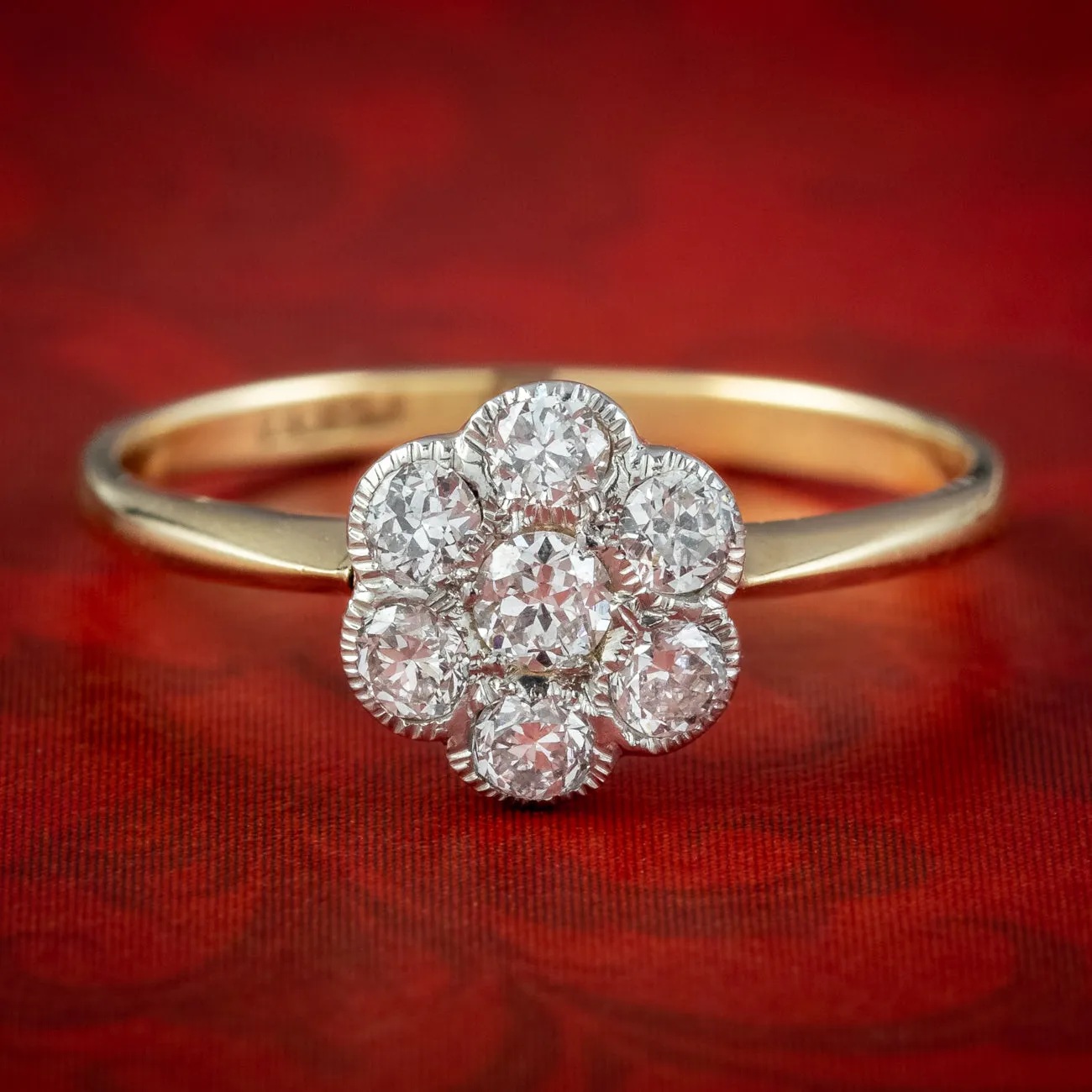 Antique Edwardian Diamond Daisy Cluster Ring 0.42ct Diamond