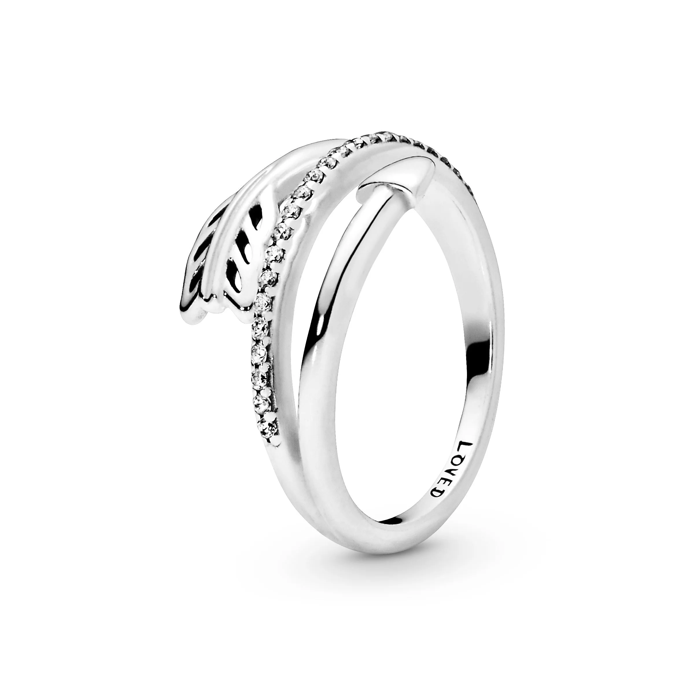 Arrow silver ring with clear cubic zirconia