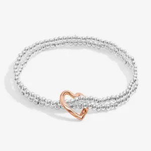 Bar Twist Heart Silver & Rose Gold Plated 17.5cm Bracelet 7206