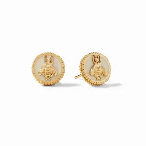 Bee Cameo Stud Earrings | Ivory Enamel