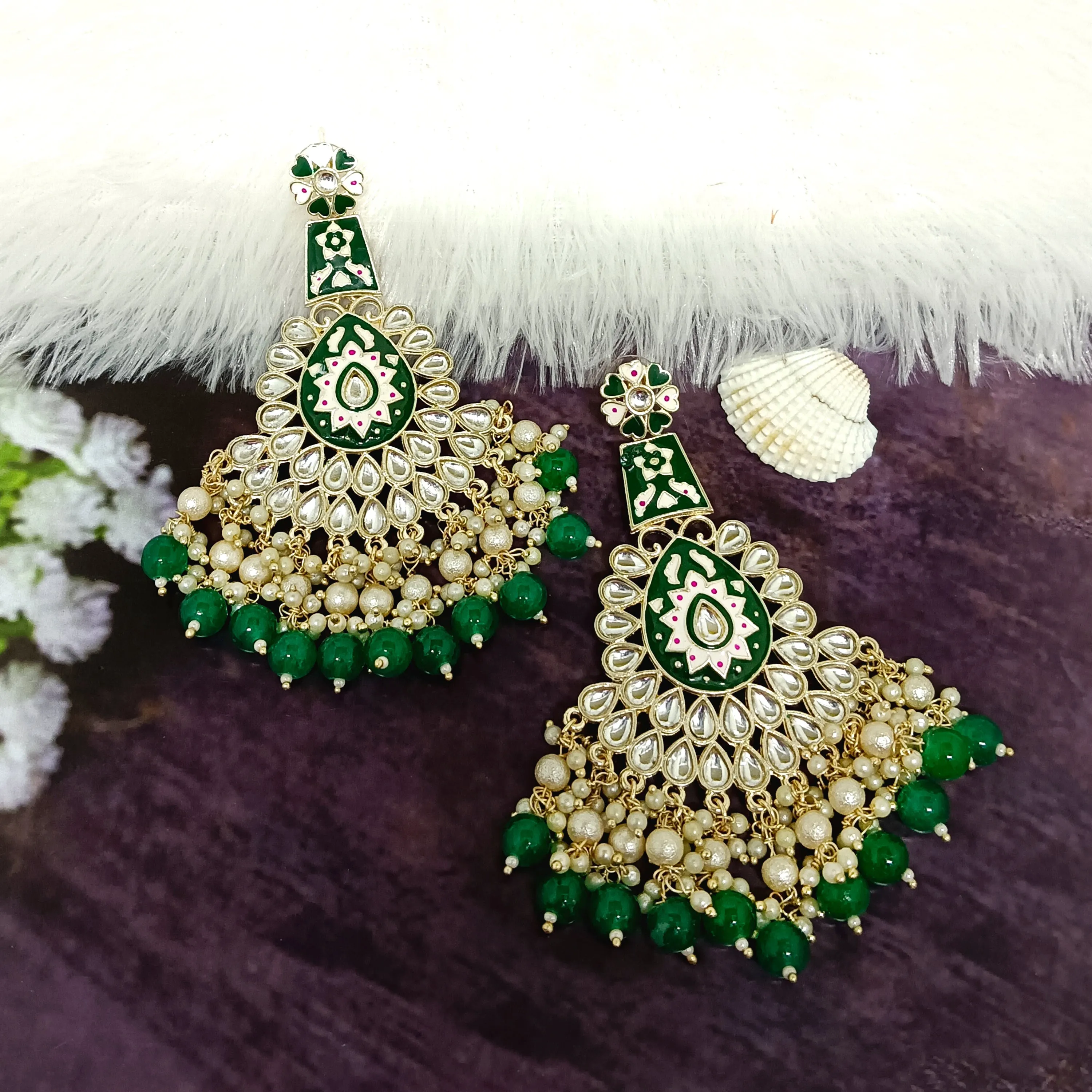 Bhavi Jewels Gold Plated Kundan Dangler Earrings