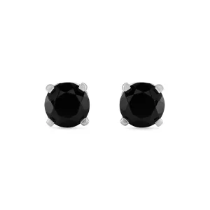 Black Spinel Stud Earrings in Sterling Silver