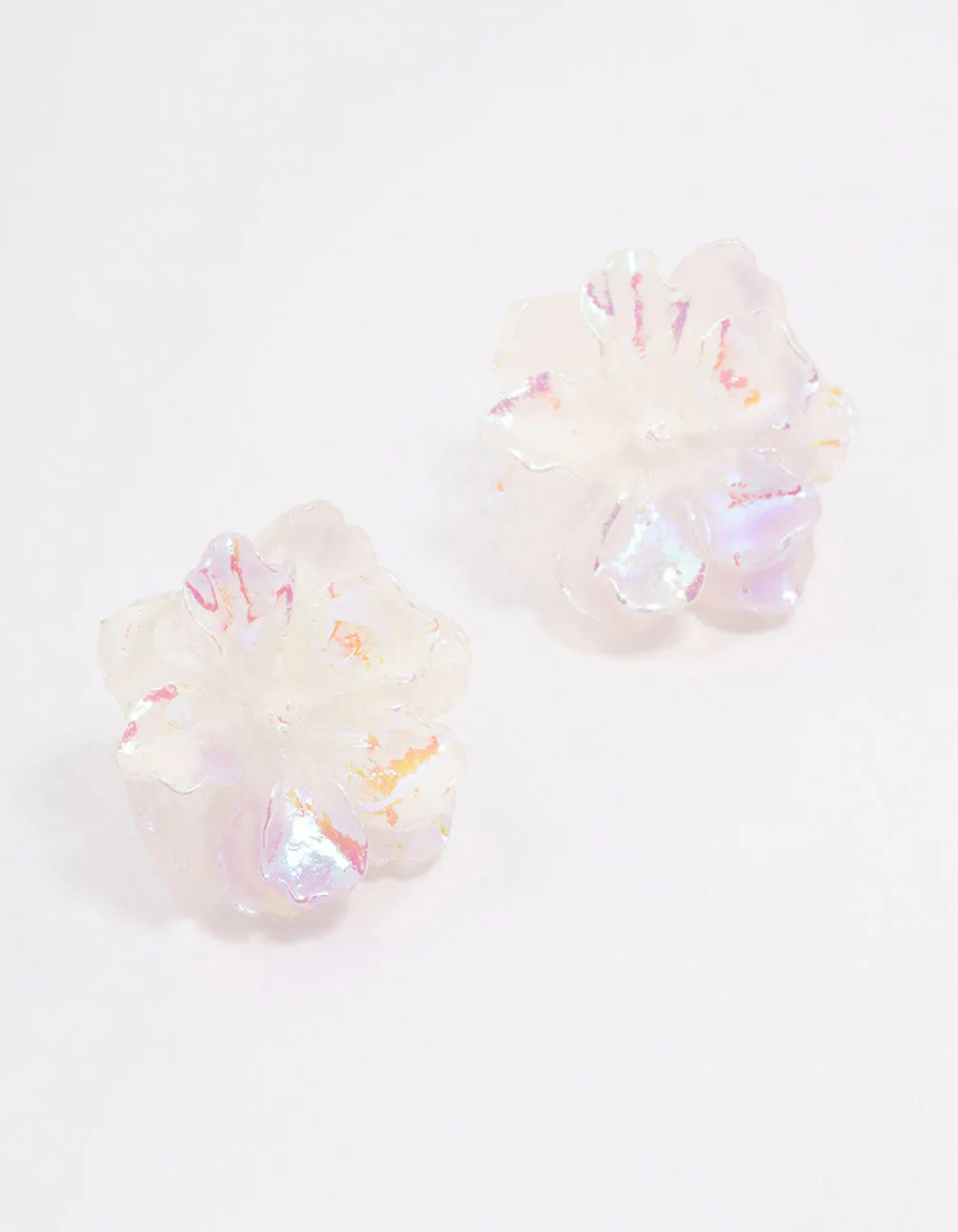 Blush Holographic Flower Stud Earrings