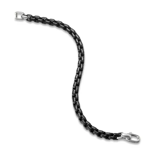 Box Chain Bracelet with Stainless Steel and Sterling Silver, 7.3mm, Size Medium