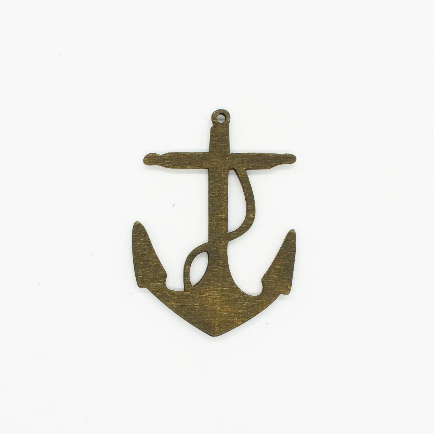 Brown Anchor Laser Cut Wooden Motif Pendant Charm