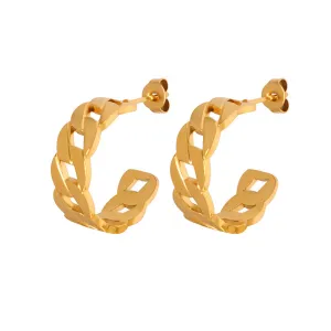 Chic Korean-inspired Metal Chain Earrings with Gold Plating