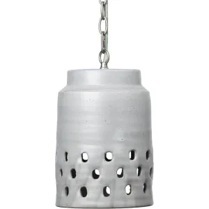 Coastal Style Grey Ceramic Tapered Perforated Pendant