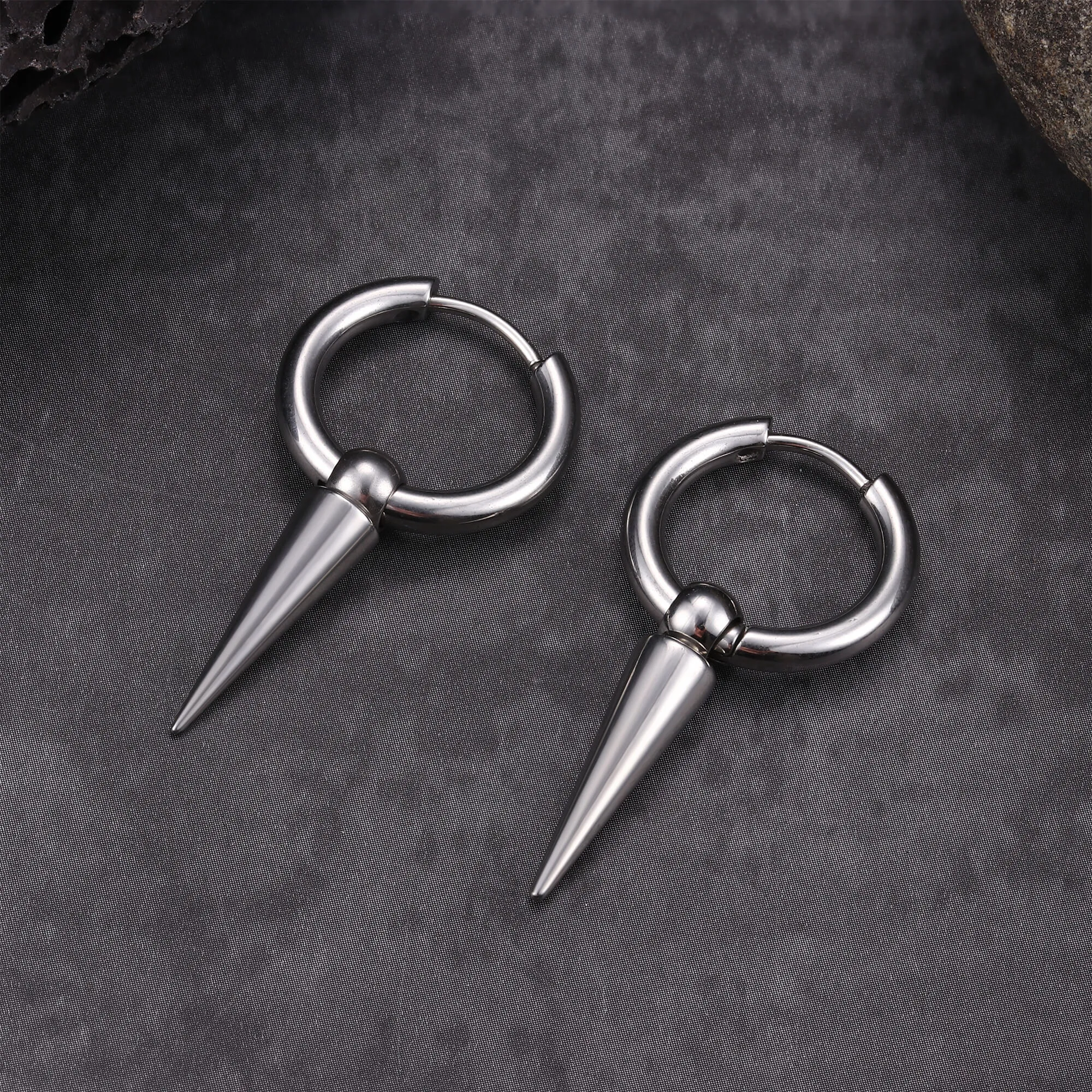 Conical Drop Stainless Steel Hoop Earrings