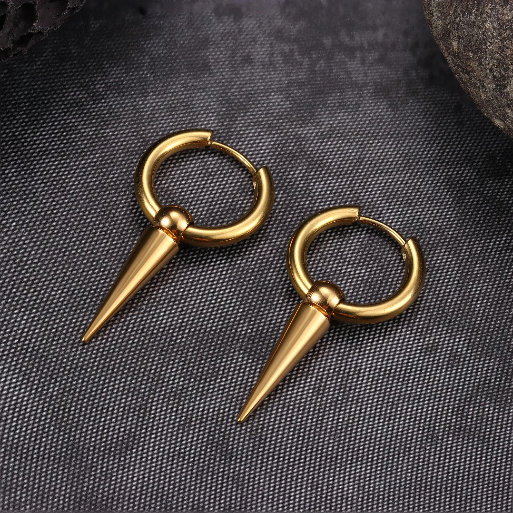 Conical Drop Stainless Steel Hoop Earrings