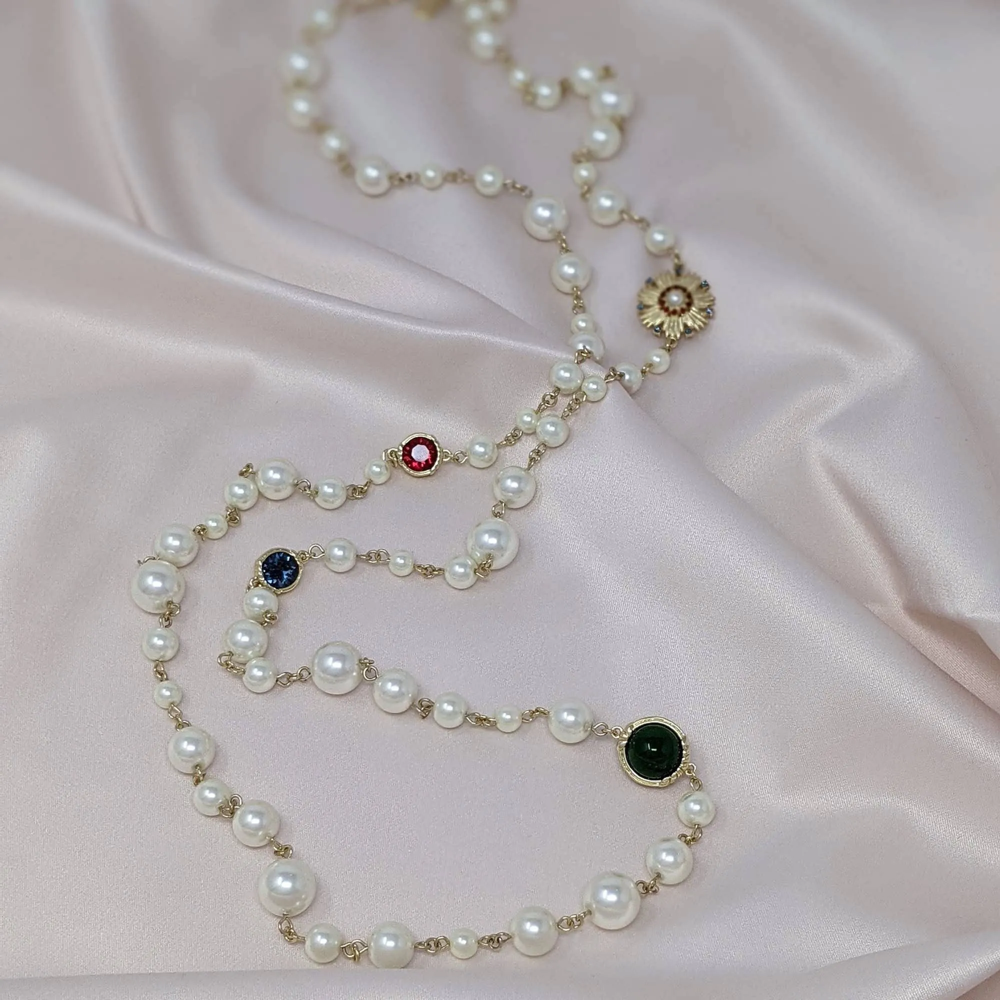 Cordelia Pearl Rope with Swarovski ®️ Crystals