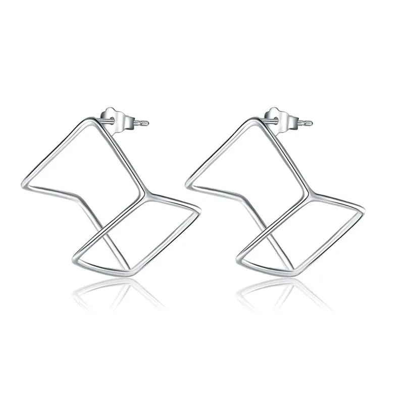 Cube Stud Solid 925 Sterling Silver Earrings Fashion Stylish Jewelry