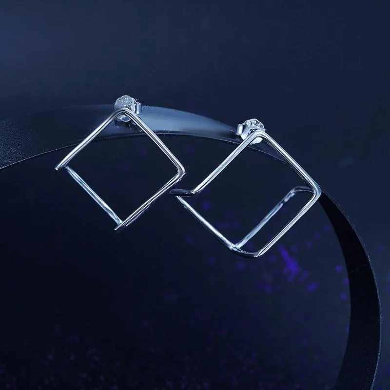 Cube Stud Solid 925 Sterling Silver Earrings Fashion Stylish Jewelry