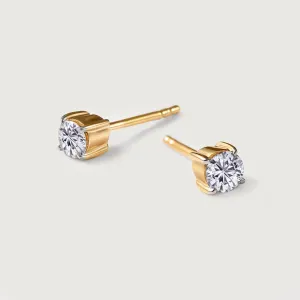 Diamond Solitaire SI-GH  Earrings in 14K Yellow Gold