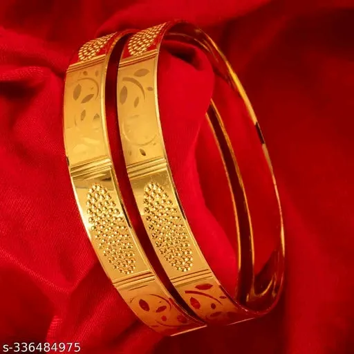 Elegant Diva Gold-Plated Brass Bangle - 4 Designs Multiple Sizes Available