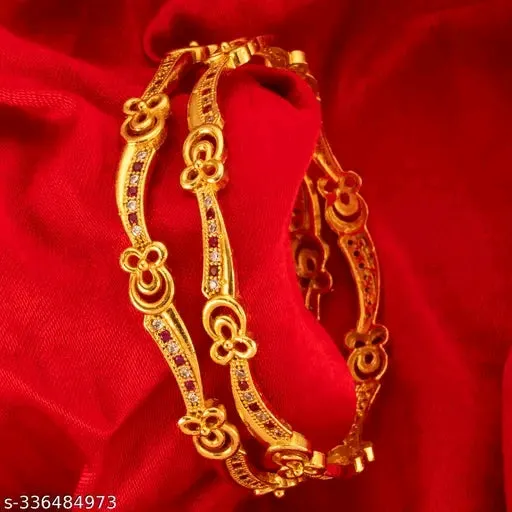 Elegant Diva Gold-Plated Brass Bangle - 4 Designs Multiple Sizes Available