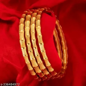 Elegant Diva Gold-Plated Brass Bangle - 4 Designs Multiple Sizes Available